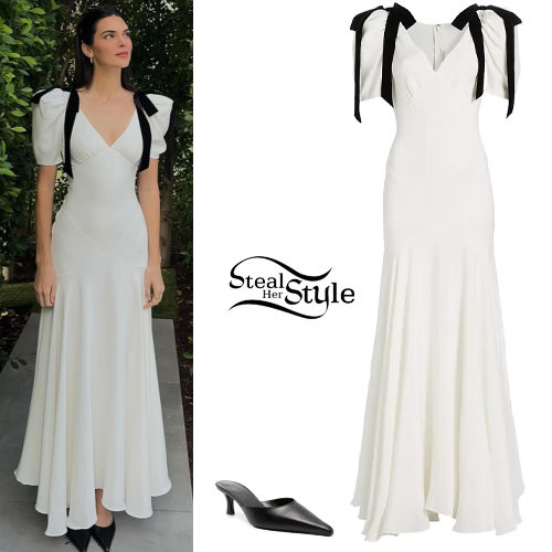 Kendall Jenner: White Dress, Black Shoes