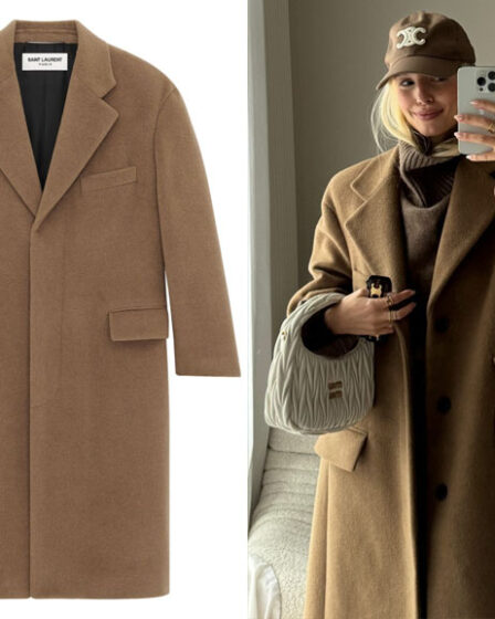 Leonie Hanne's Saint Laurent Coat & Miu Miu Bag
