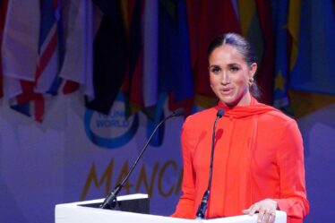 Image may contain Meghan Duchess of Sussex Crowd Person Electrical Device Microphone Audience People and Adult