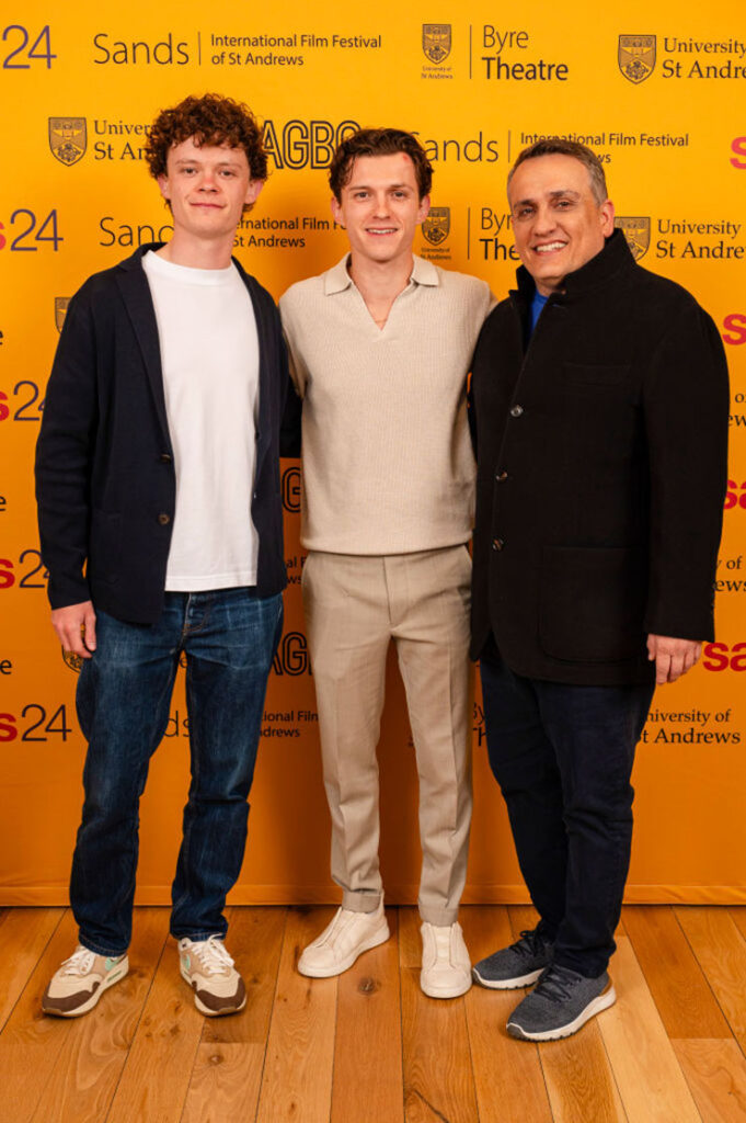 Harry Holland, Tom Holland, and Joe Russo attends the Opening Night of the Sands: International Film Festival of St Andrews 