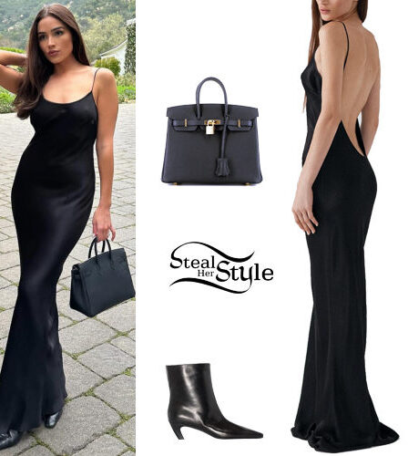 Olivia Culpo: Black Maxi Dress and Boots
