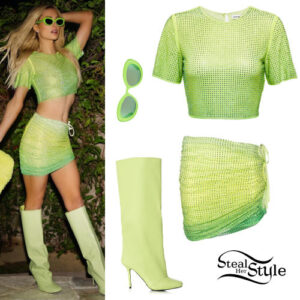 Paris Hilton: Lime Green Top and Skirt