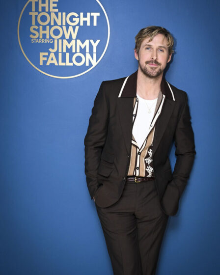 Ryan Gosling in Gucci and AMIRI on The Tonight Show Starring Jimmy Fallon