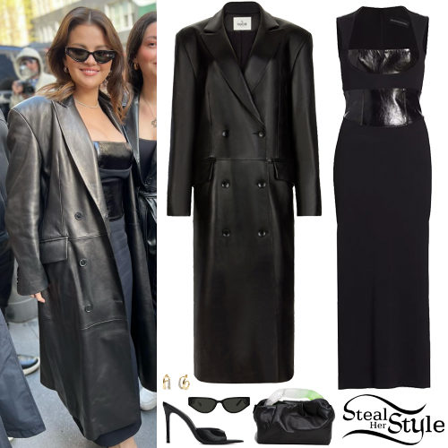 Selena Gomez: Black Dress and Coat - Fashnfly