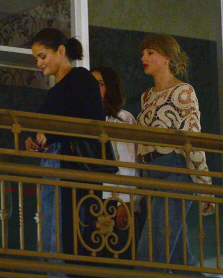 Taylor Swift and Selena Gomez are seen at sushi park on October 19 2023 in Los Angeles California