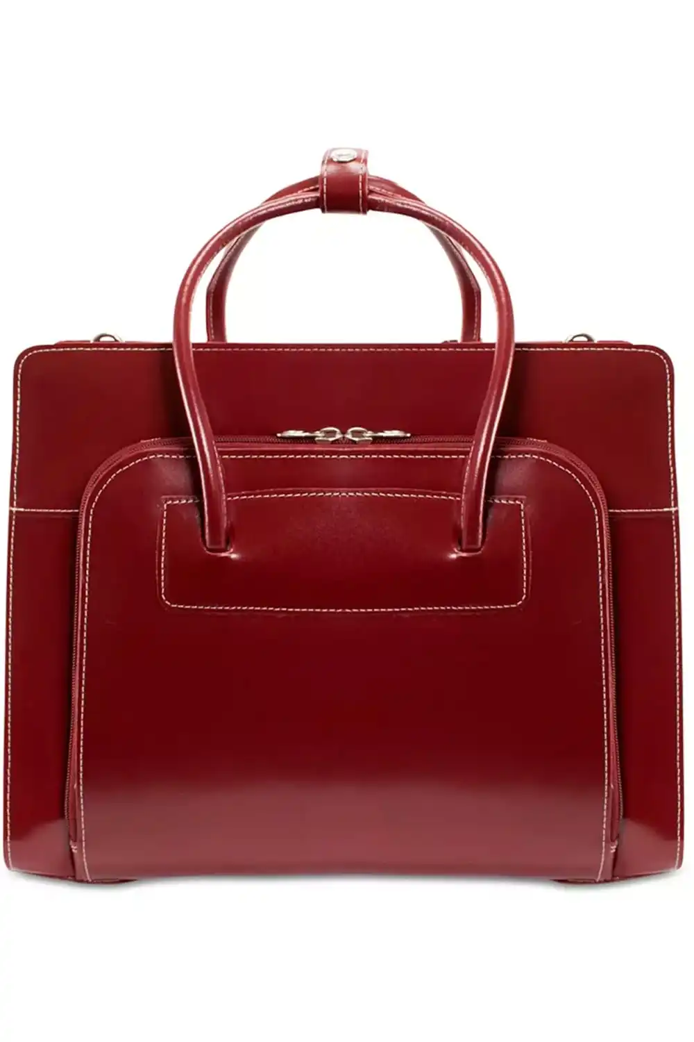 Red workbag for women on white background.