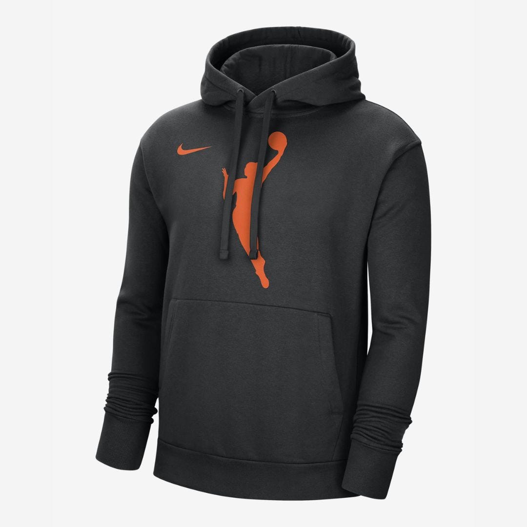 black wnba hoodie with orange logo