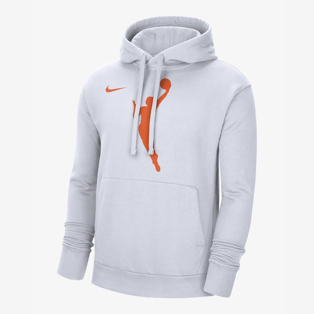 light grey wnba hoodie with orange logo