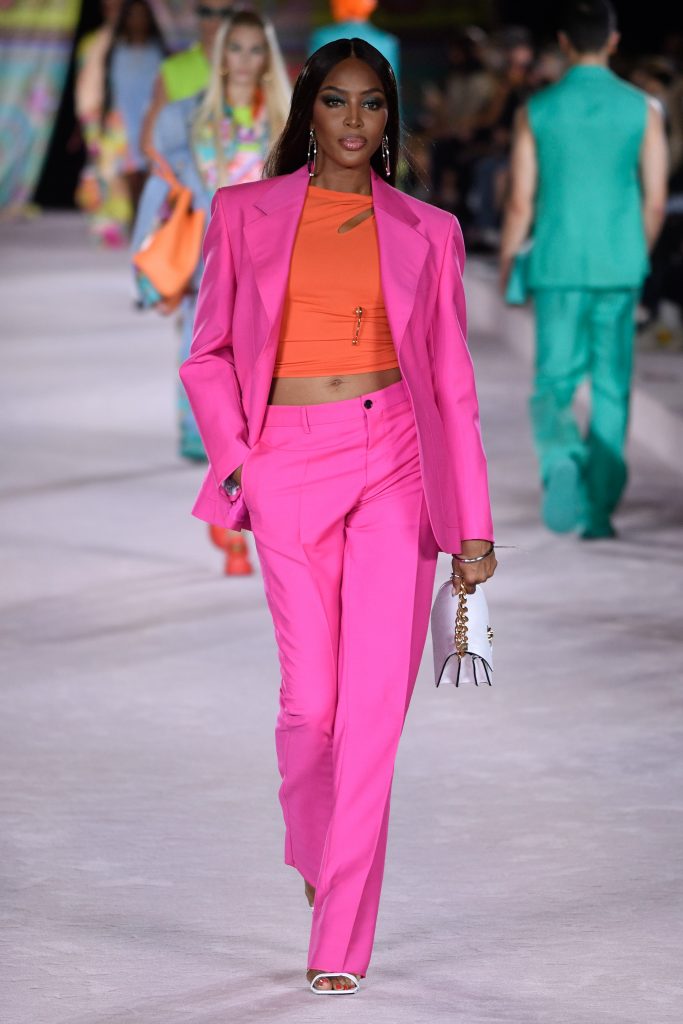 Naomi Campbell at Versace fashion show Spring Summer 2022 | Photo by Matteo Rossetti/Archivio Matteo Rossetti/Mondadori Portfolio via Getty Images