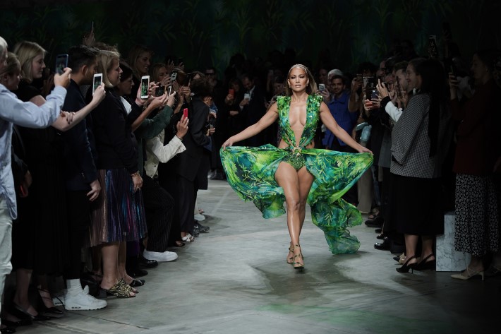 Jennifer Lopez walks the runway at the Versace show during the Milan Fashion Week Spring/Summer 2020 on September 20, 2019 | Photo by Vittorio Zunino Celotto/Getty Images