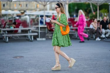 woman in boho wedge sandals