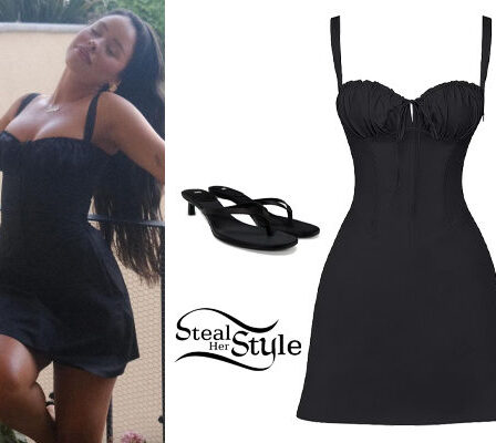 Cierra Ramirez: Black Mini Dress and Sandals