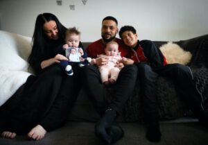 Aaron Willis, his fiancé and their children