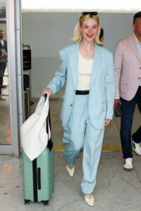 Elle Fanning Makes A Stylish Arrival At Nice Airport Wearing Bottega Veneta