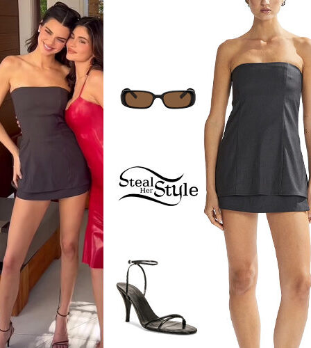 Kendall Jenner: Strapless Top and Mini Skirt