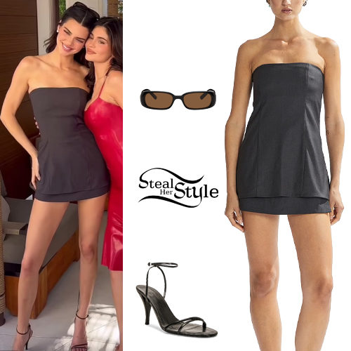 Kendall Jenner: Strapless Top and Mini Skirt