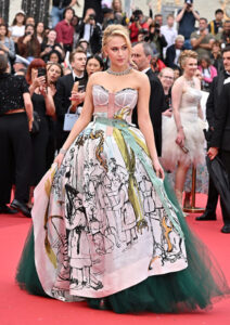 Maria Bakalova Wore Dolce & Gabbana Alta Moda To 'The Apprentice' Cannes Film Festival Premiere