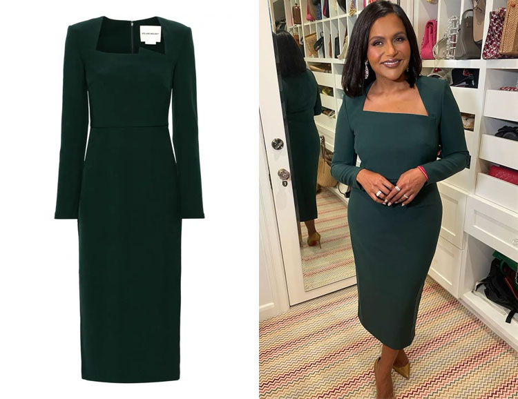 Mindy Kaling's Roland Mouret Square-Neck Crepe Midi Dress