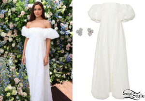 Olivia Culpo: White Dress, Diamond Earrings