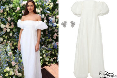 Olivia Culpo: White Dress, Diamond Earrings