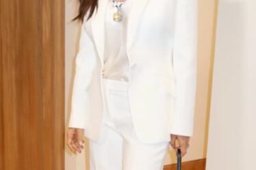 Salma Hayek wore the perfect white suit for her latest business outing