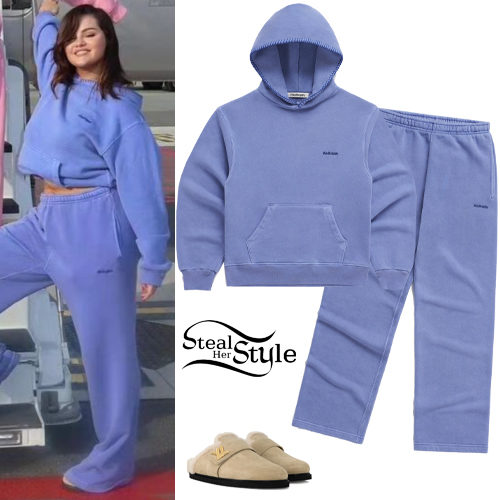 Selena Gomez Blue Hoodie and Pants Fashnfly