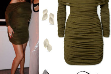 Selena Gomez: Khaki Dress, Crystal Pumps