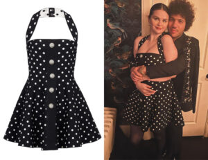 Selena Gomez's Balmain Polka-Dot Jacquard Mini Dress