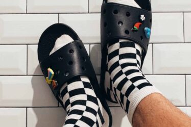 Classic Slides With Checked Socks