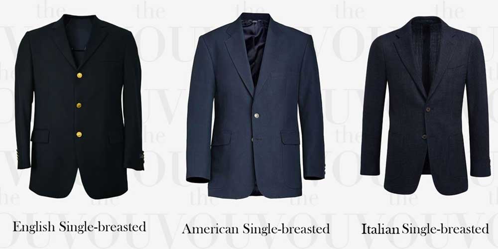 Silhouette types of single breasted blazers: English vs American vs Italian