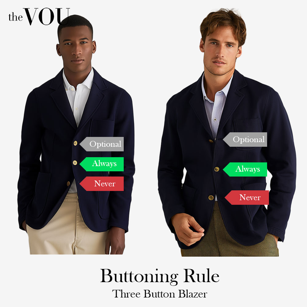 Three Button Blazer Buttoning rules