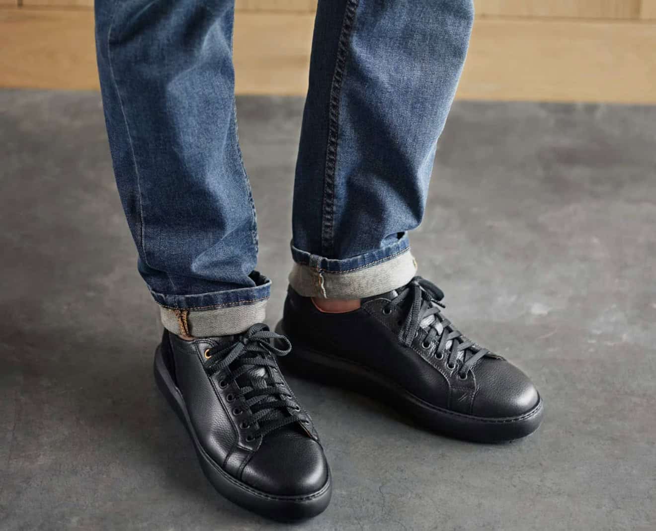 Person wearing the Samuel Hubbard Sunset sneaker in black