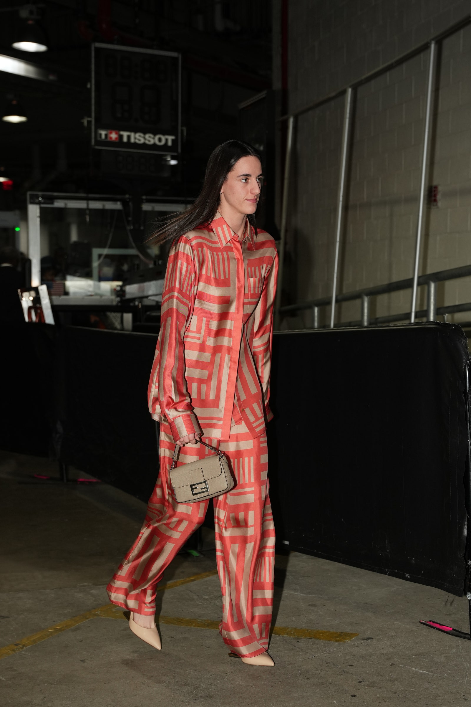 BROOKLYN NY  JUNE 2 Caitlin Clark 22 of the Indiana Fever arrives to the arena before the game against the New York...