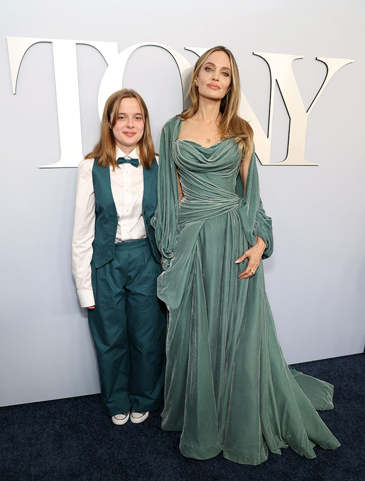 Vivienne Jolie-Pitt and Angelina Jolie attend The 77th Annual Tony Awards 