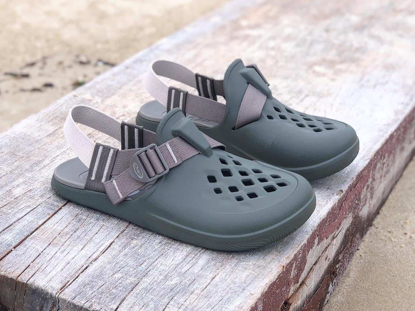a pair of chaco chillos clogs