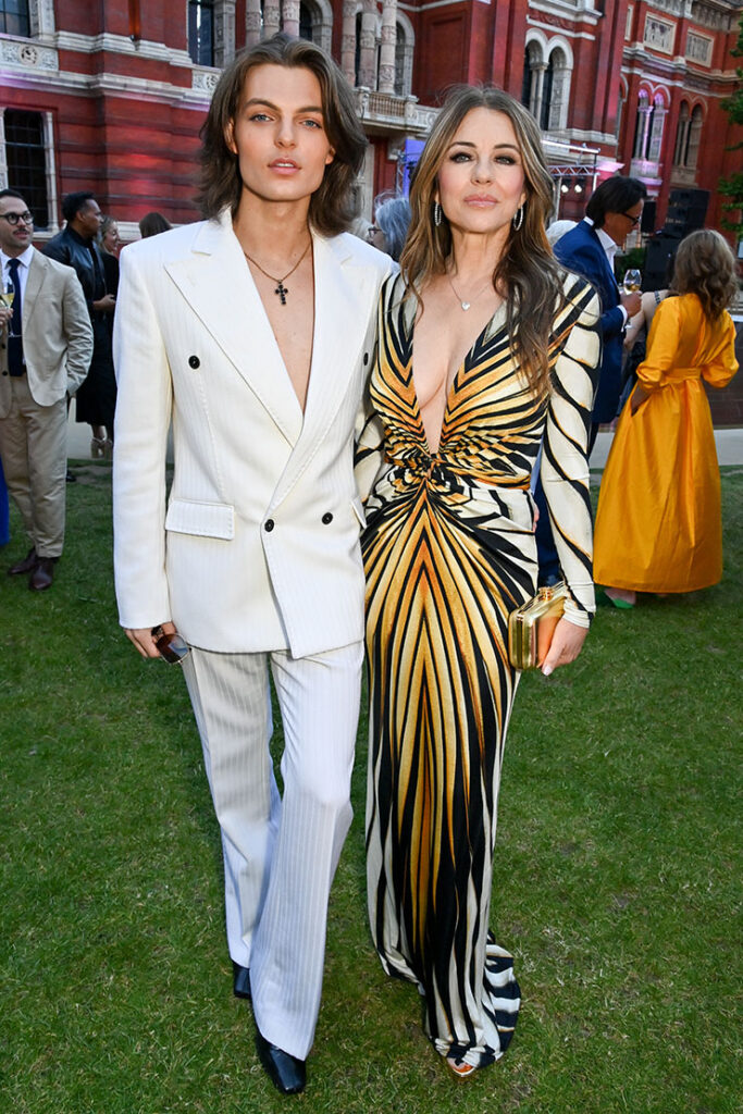 Damian Hurley and Elizabeth Hurley attend the V&A Summer Party 2024, celebrating the upcoming "Naomi: In Fashion" exhibition,
