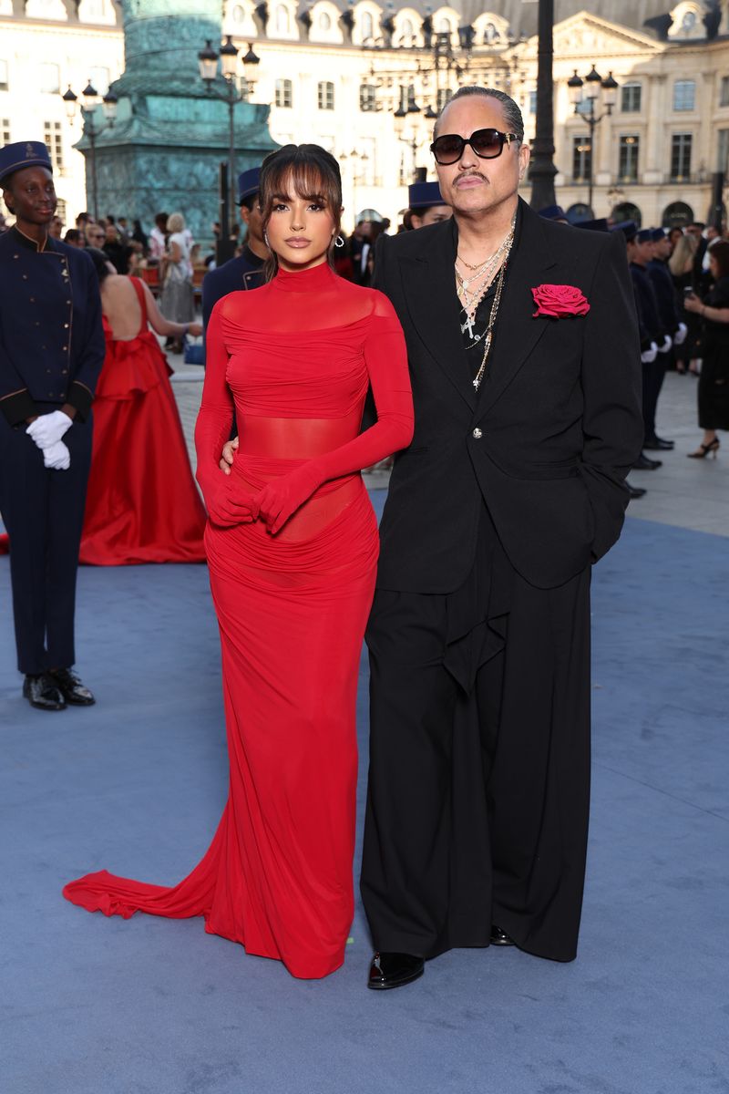 Becky G. and Willy Chavarria attend Vogue World: Paris at Place Vendome on June 23, 2024, in Paris, France.