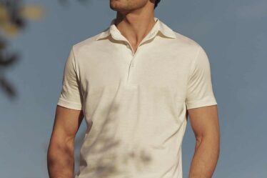 man wearing a luca faloni polo shirt