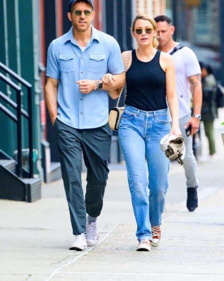 New York NY  EXCLUSIVE  Loving Couple Blake Lively and Ryan Reynolds walk arminarm while out for a morning stroll in...