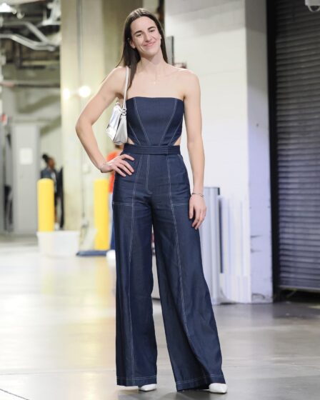 INDIANAPOLIS IN  JUNE 1 Caitlin Clark 22 of the Indiana Fever arrives to the arena before the game against the Chicago...