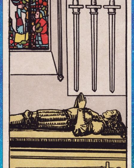 Image may contain Art four of swords tarot