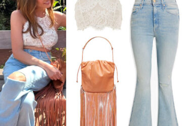 Chrissy Teigen: Lace Top, Wide-Leg Jeans