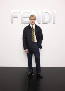 Nicholas Galitzine is seen arriving at the Fendi Spring/Summer 2025 Fashion Show