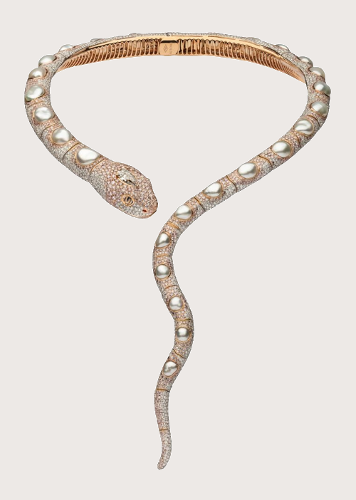 autore enchantress necklace i love pearls - snake diamon and pearls necklace