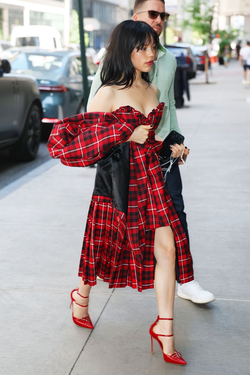 Jenna Ortega steps out in edgy red dress in latest New York City outing ...