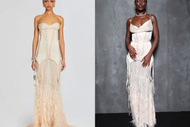 Jodie Turner-Smith's Retrofête Lovette Silk Feather Gown