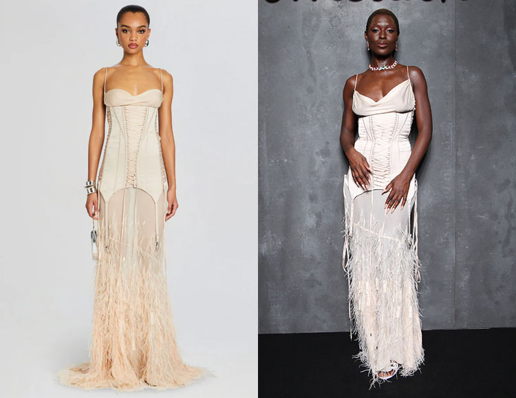 Jodie Turner-Smith's Retrofête Lovette Silk Feather Gown