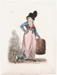 Illustration of a Regency woman carrying a fur muff