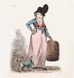 Illustration of a Regency woman carrying a fur muff