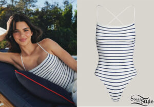Kendall Jenner: Striped Swimsuit